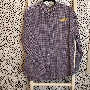 Mens button down LSU gingham shirt size XL